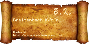 Breitenbach Kán névjegykártya